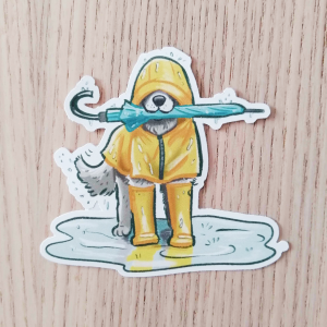 Sticker Chien sous la pluie