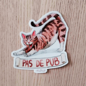Sticker Stop Pub - Chat tigré